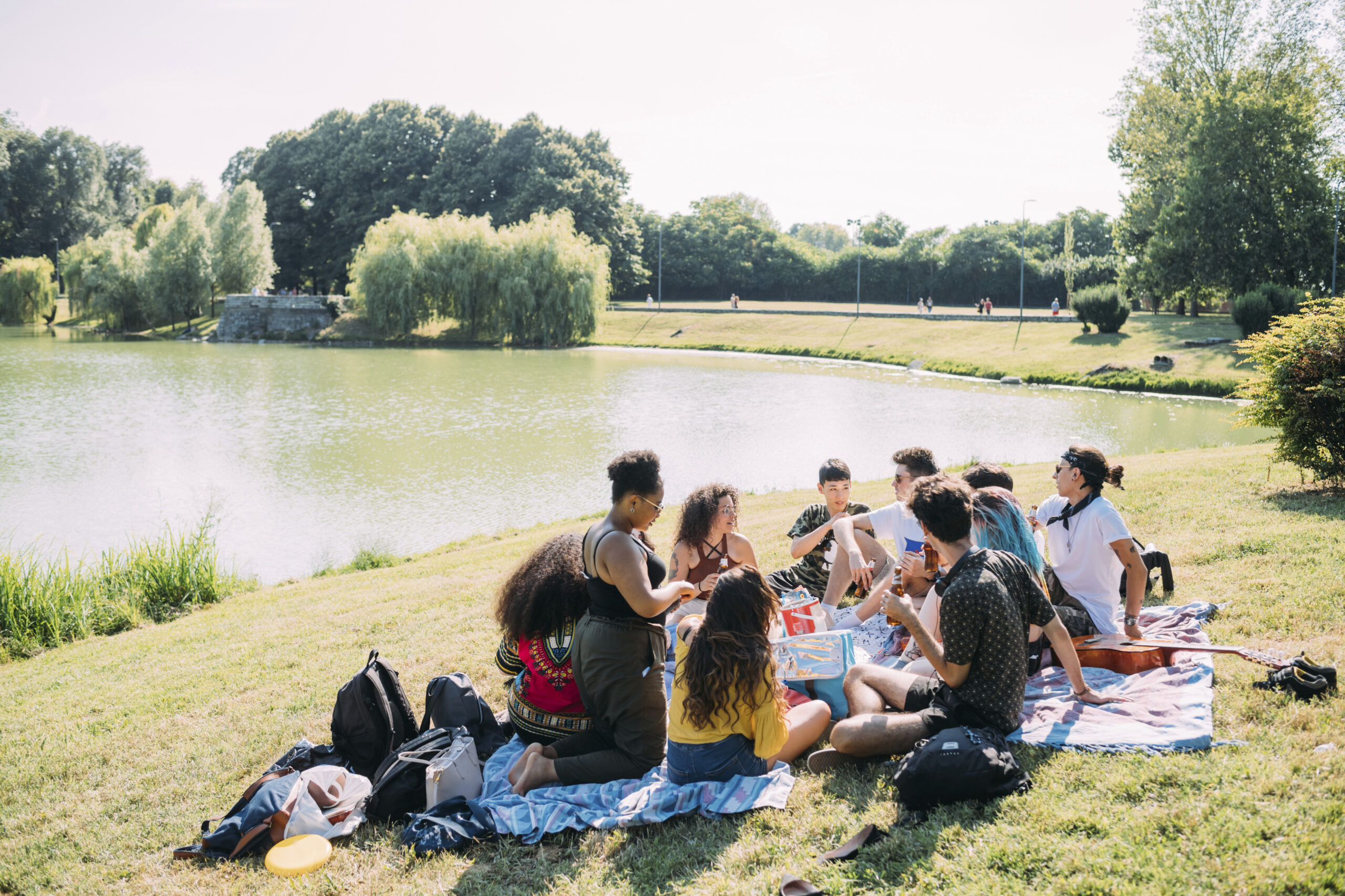 Students on a UK summer camp campus